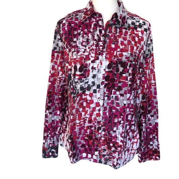 Ann Taylor 100% Long Sleeve Cotton Button Up Office Shirt Blouse Size 10 - Picture 1 of 9